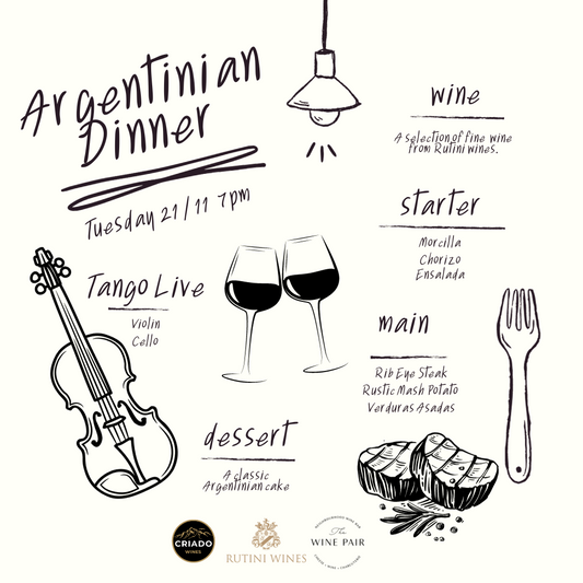 Argentinian Wine Dinner & Live Tango (Violin and Cello) Tuesday November 21st